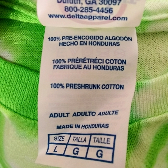 Delta Boutique Tie Dye Neon Green Boho Large T-shirt - Picture 10 of 10